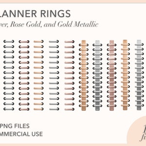 Digital Planner Rings - Metallic, Rose Gold, Silver, Gold Bundle - Personal and Limited Commercial, 12 files, goodnotes planner rings