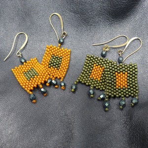 Patchwork Seed Bead Earrings: Whimsical Handmade Jewelry