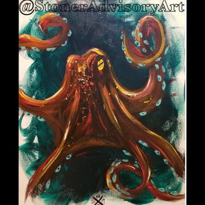 Stoner Advisory Art Red Octopus Sticker