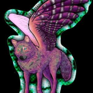 Stoner Advisory Art Pink Lila Fliegender Wolf Sticker