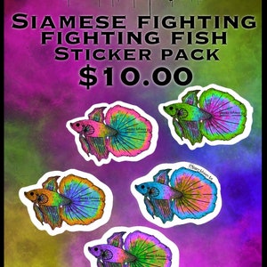 Stoner Advisory Art BettaFish Holographic Sticker Bundle