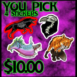 Stoner Addictory Art DU WÄHLST 4 Sticker Pack