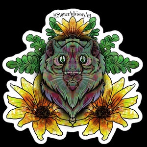 Stoner Advisory Art Flower Power Katze Sticker