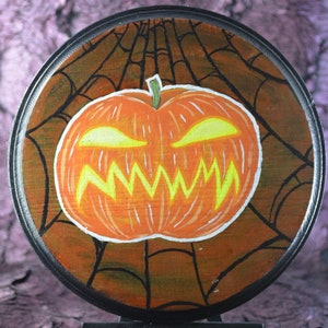 Stoner Advisory Art Black Light Reactive Jackolantern Painting on wood