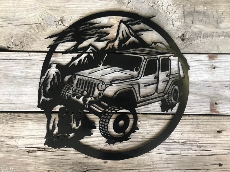 Jeep Wrangler JKU in Mountains Metal Art Etsy