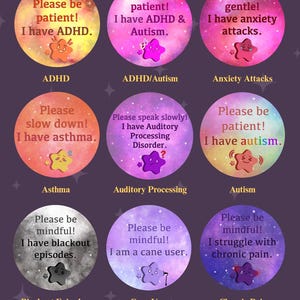 2.25" Sensitivity Stars Buttons (Disabilities, Neurodivergence, etc.)