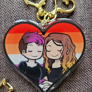 Custom Commission YCH LGBTQ Pride Heart 3&quot; Acrylic Keychain (Please Read Description!)