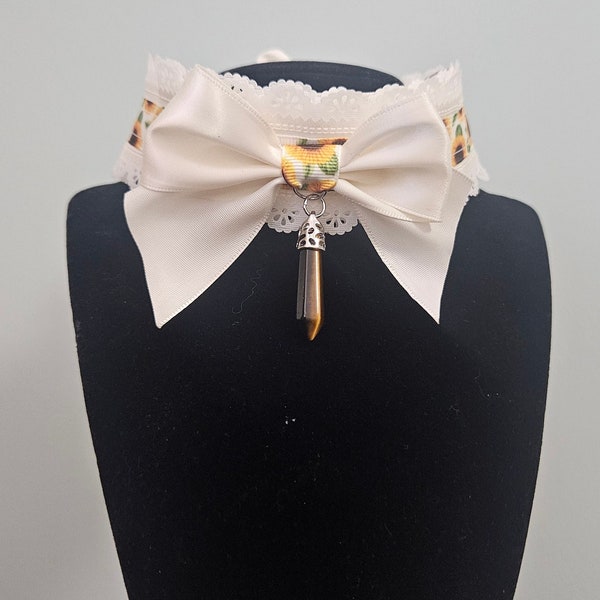 Sunflower-Themed Lace Ribbon Choker (14.5" Base)