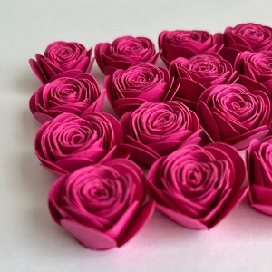 1&quot; Wide Small Fushia Paper Roses Set of 10