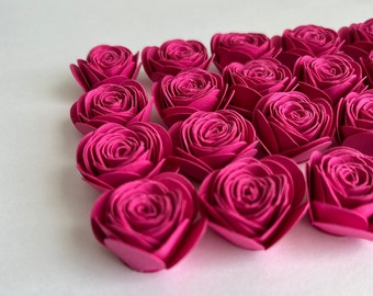 Rolled Paper Roses Pink Hand Rolled Pink Paper Roses: Cake Decor, Crafts - 15 Piece Set - Etsy