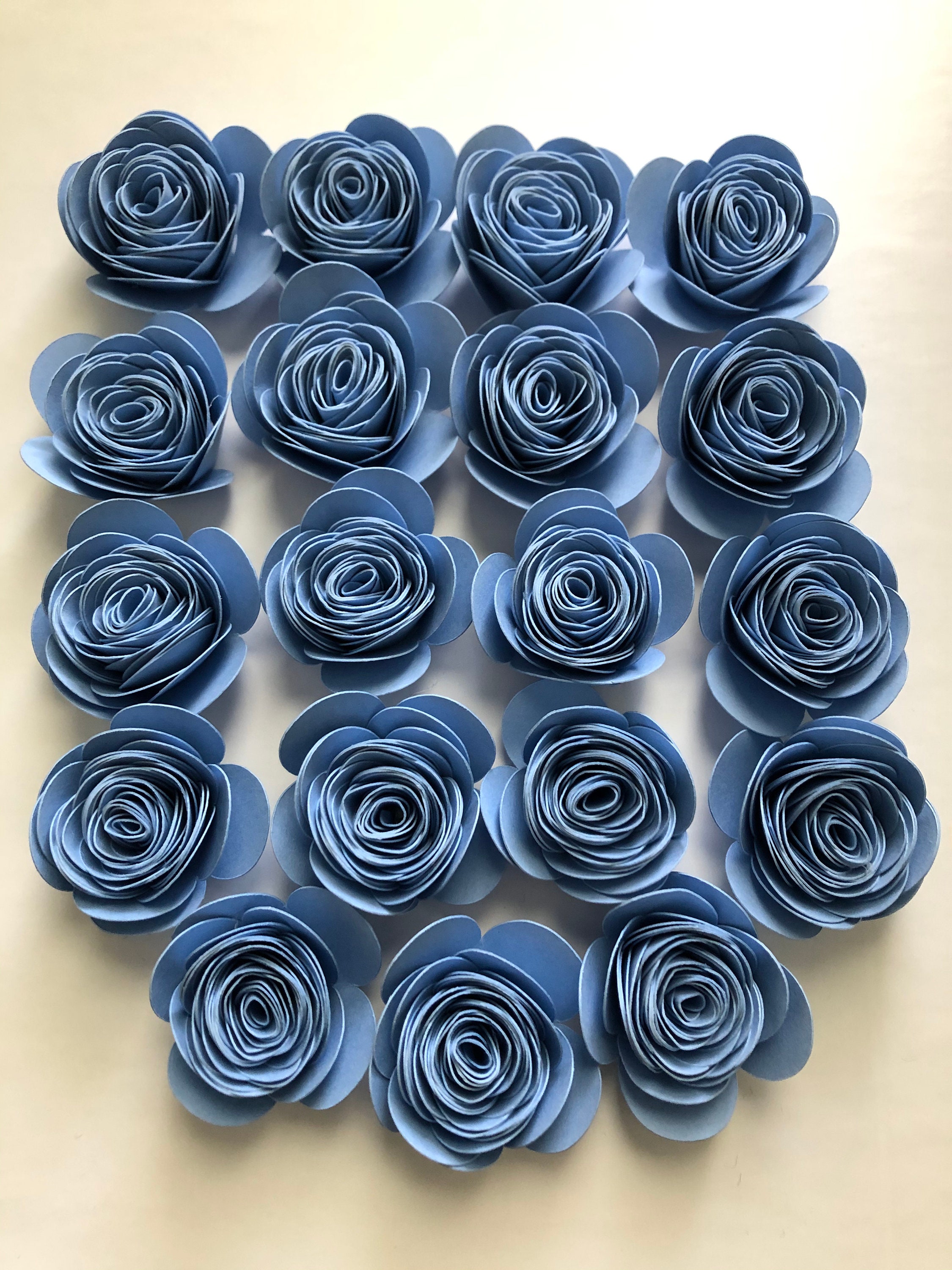 19 Small Light Blue Paper Roses Set Etsy