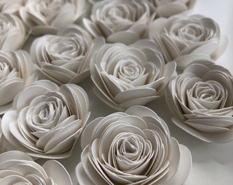 1" Wide Small White Paper Roses Set of 10
