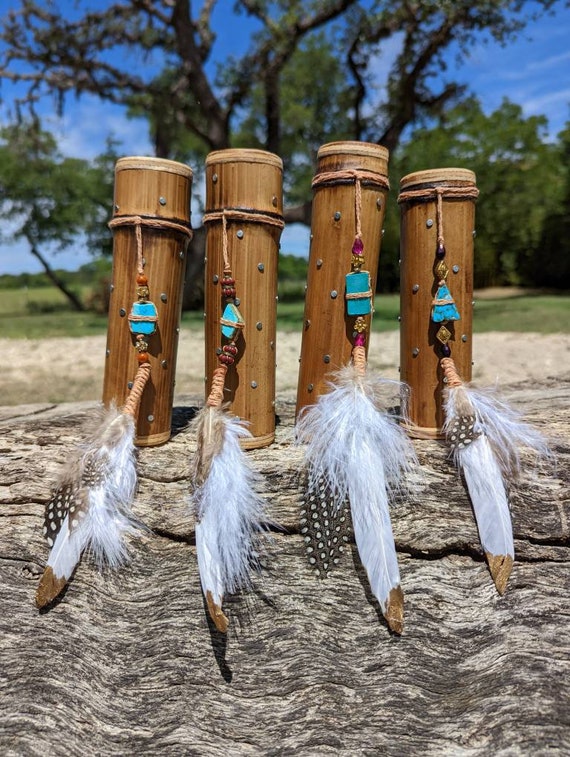 Small Hand Made Turquoise Bamboo Rain Sticks Rain Makers Etsy