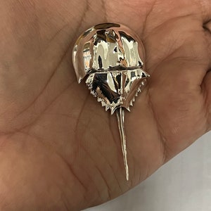 Handmade actual exoskeleton solid sterling silver 3d Horse shoe crab pendant