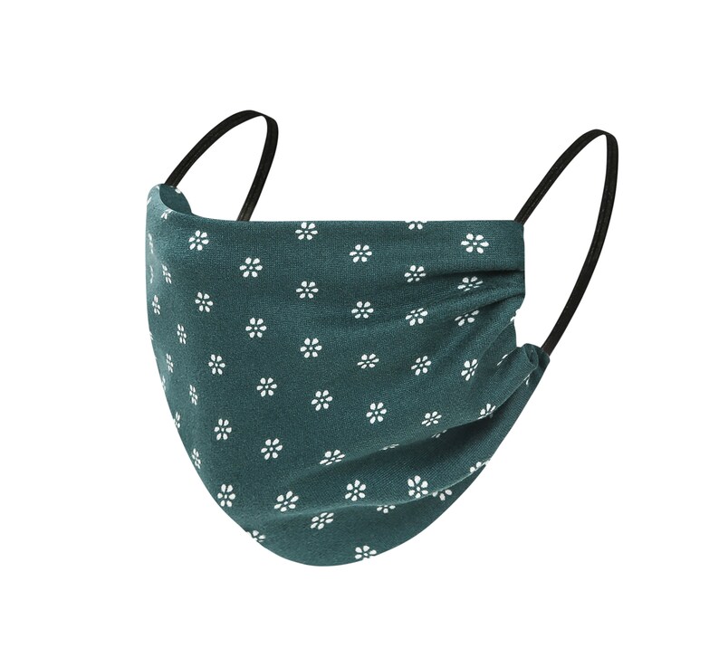 Grey Polka Dot Floral Face Mask Reusable Double Layered Etsy