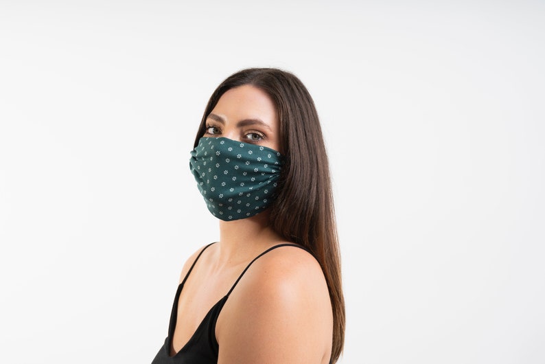 Grey Polka Dot Floral Face Mask Reusable Double Layered Etsy