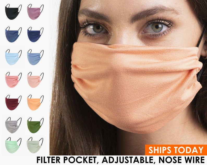 Breathable Navy Face Mask Reusable Double Layered Breathable Etsy