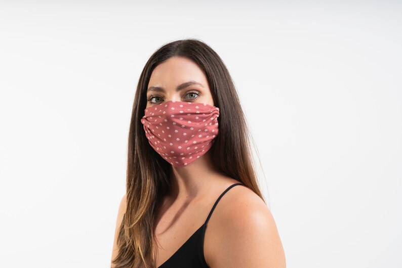 Grey Polka Dot Floral Face Mask Reusable Double Layered Etsy