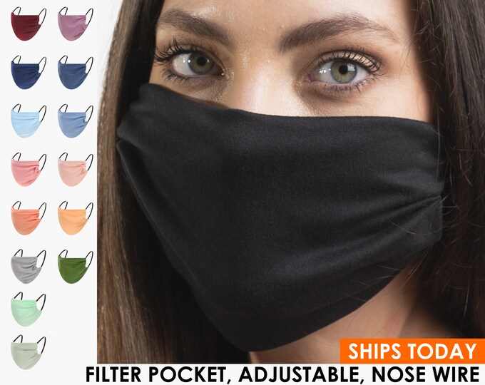 Breathable Black Face Mask Reusable Double Layered Breathable Etsy