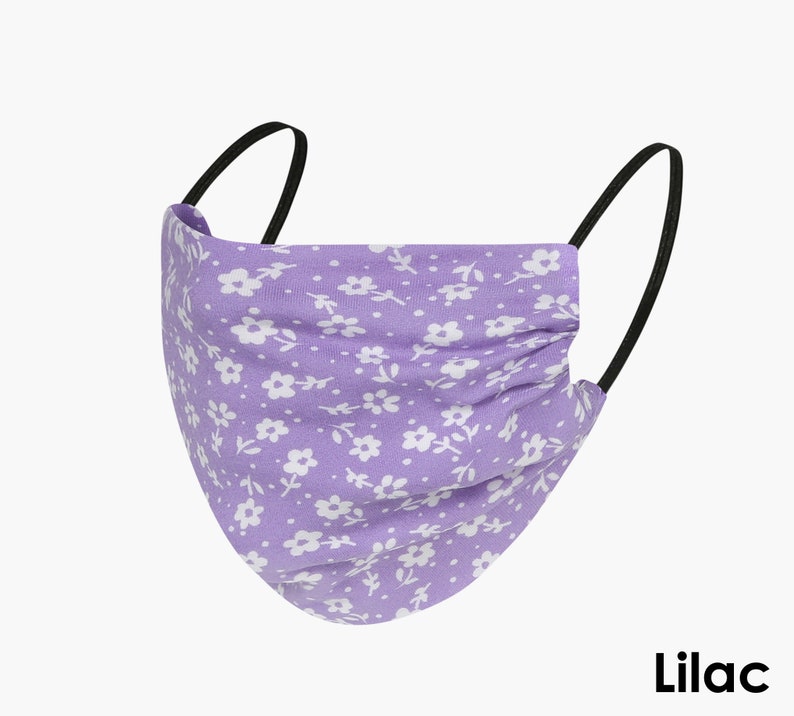 Purple Lilac Dainty Floral Face Mask Reusable Double Layered Etsy