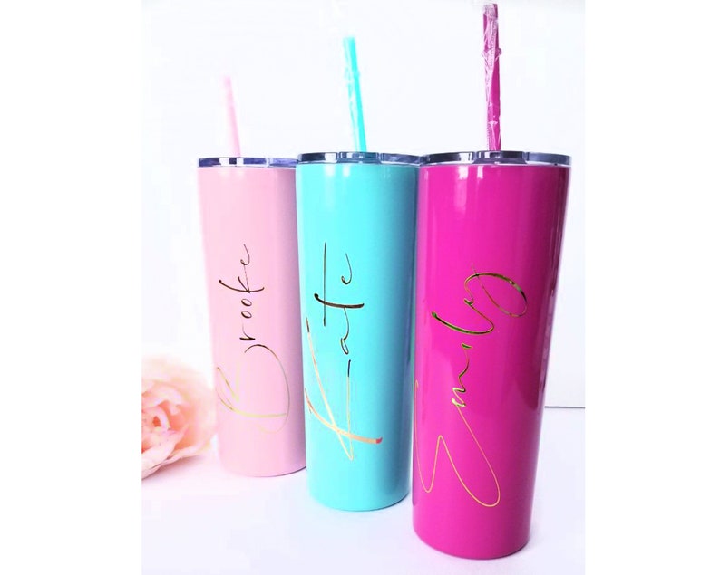 Bridesmaid Gift Custom Tumbler Tumbler with straw Bridesmaid Tumbler Bridal Party Gift Party Favor Bride cup Stainless Steel Tumbler