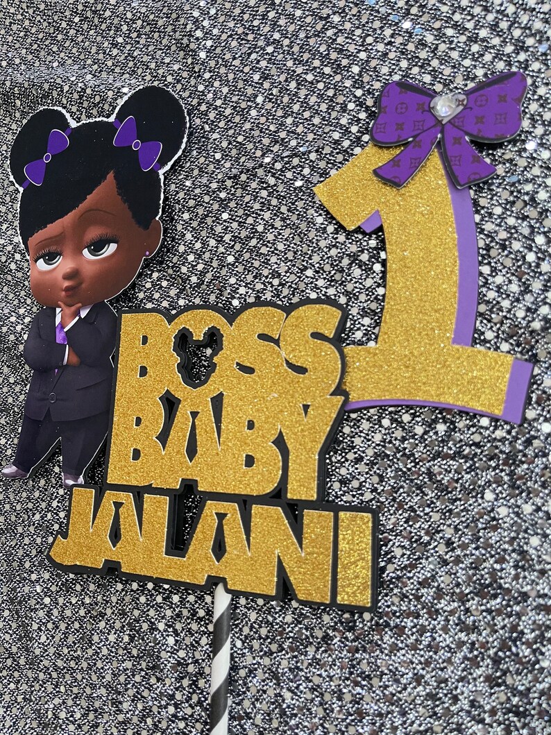 Boss Girl Baby Cake Topper Purple