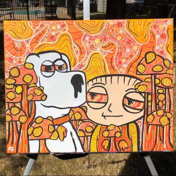 Family Guy Pianting Trippy Mushroom Canvas Christmas Etsy