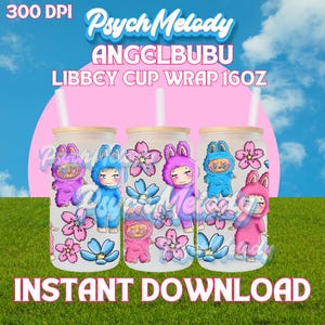 File PNG UVDTF di Monster Angel, involucro per tazza in vetro Libbey da 16 once, sublimazione, file digitale, design dell'involucro per tazza, download immediato, decalcomania di trasferimento