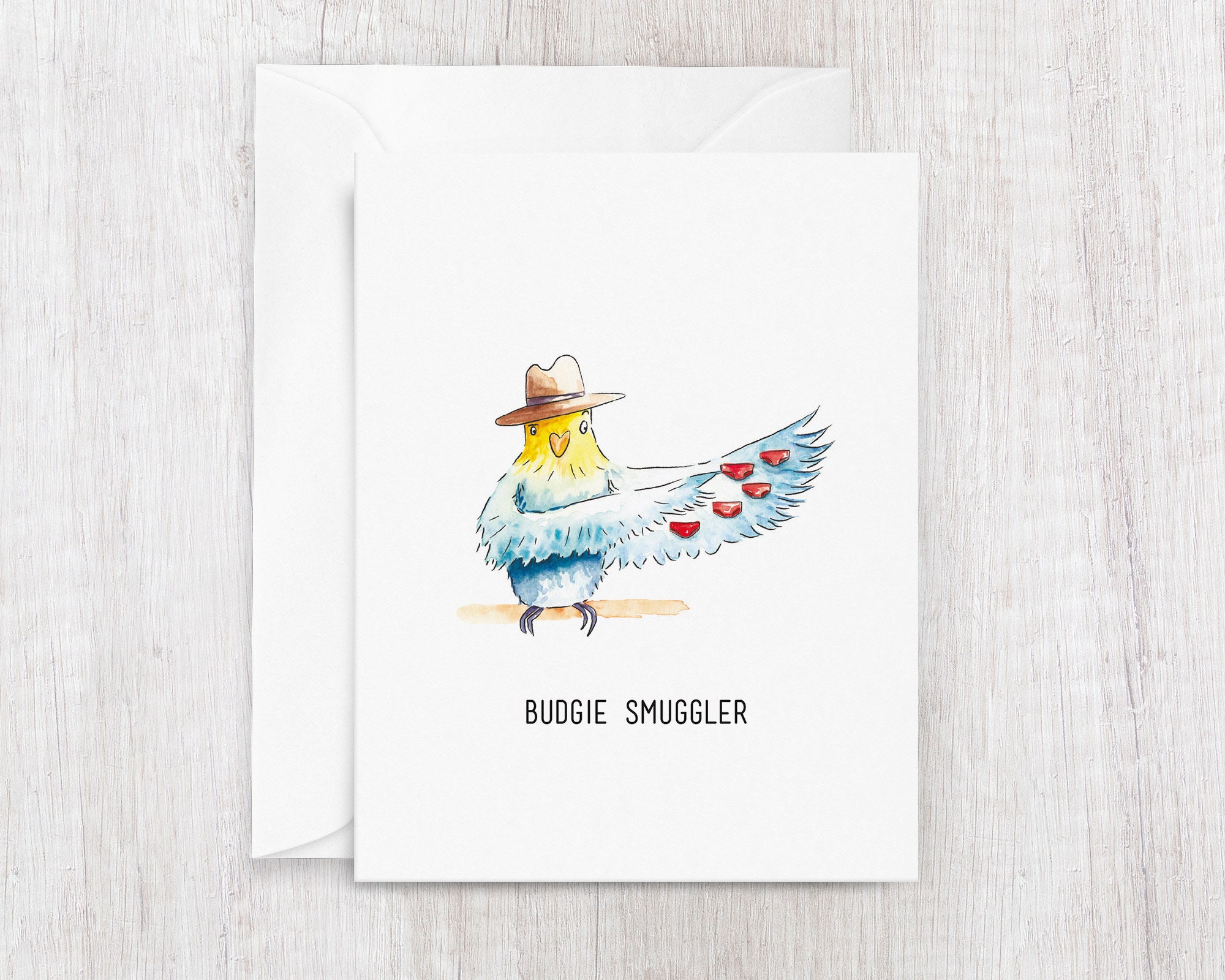 Budgie Smuggler Card / Budgie Swimmers Pun Acuarela Etsy España