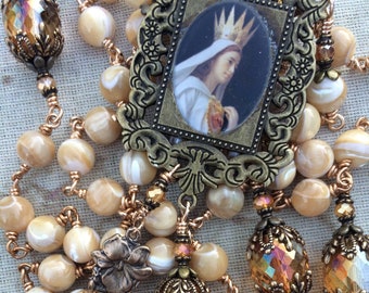 Chapelet artisanal Notre-Dame d'Amérique en nacre