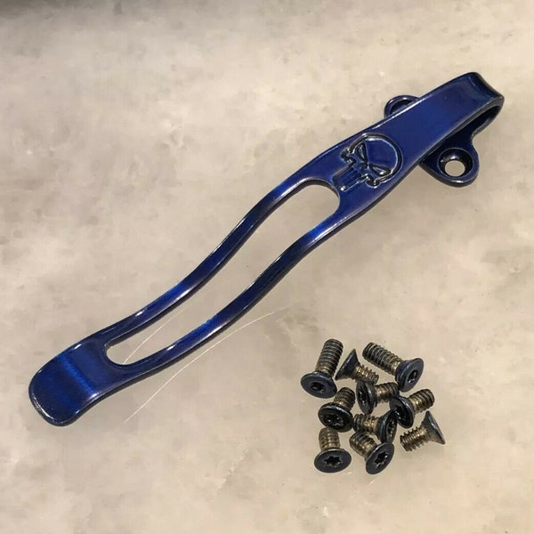 Blue Titanium Deep Carry Pocket Clip & Screws Set For Benchmade 570 Presidio II