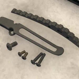 Gray Titanium Back Spacer Deep Pocket Clip & Screws Set for Kershaw Skyline 1760