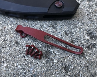 Red Titanium Deep Pocket Clip & Screws For Kershaw Launch 1 Knife Not Included