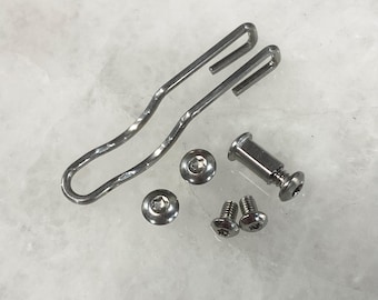 Satin Steel Wire Pocket Clip with Stainless Torx Screws & Barrel Nut For Spyderco Lil’Native Compression Lock Knife