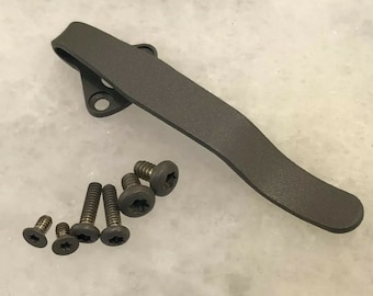 GRAY Titanium Deep Pocket Clip & Screw Set For Spyderco Native 5 FRN Lightweight