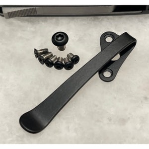 Matte Black Titanium Deep Carry Pocket Clip W/Stainless Screws For Demko AD20.5 Knife