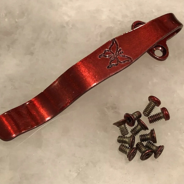 Red Titanium Deep Pocket Clip & Screws Set For Benchmade 570 Presidio II Knife