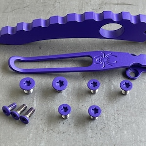 Purple Titanium Spacer Deep Pocket Clip W/Stainless Screws Spyderco Manix 2 G10