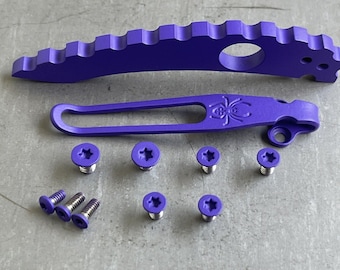 Clip de bolsillo profundo con espaciador de titanio púrpura y tornillos de acero inoxidable para Spyderco Manix 2 G10