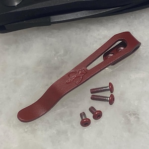 Dark Flat Red Titanium Deep Pocket Clip With Screws For Kershaw Launch 4 7500 Knife Folder