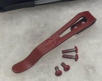 Dark Flat Red Titanium Deep Pocket Clip With Screws For Kershaw Launch 4 7500 Knife Folder