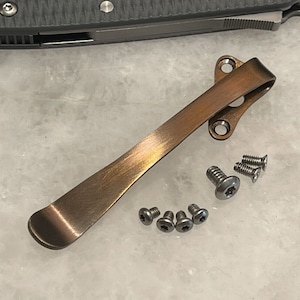 Bronze Titanium Deep Carry Pocket Clip W/Stainless Screws For Demko AD20.5 Knife