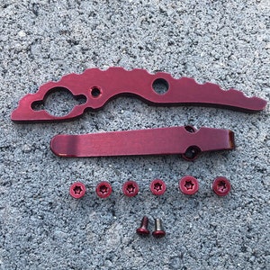 Translucent Red Titanium Spacer Deep Pocket Clip & Screw Set Spyderco Manix 2 XL