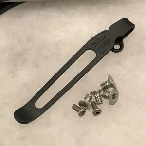 Black Titanium Deep Carry Pocket Clip & Stainless Screws Set For Spyderco Para 3