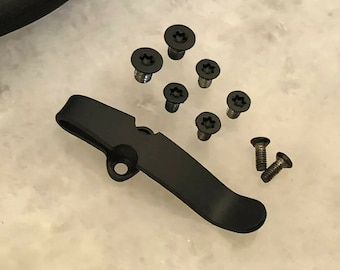 Black Titanium Deep Pocket Clip & Screw Set For Spyderco Shaman C229GPBK TIP UP