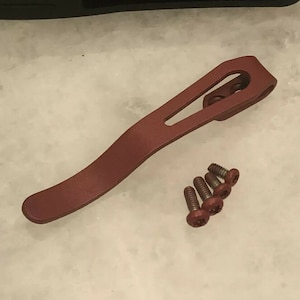 Flat Red Titanium Deep Pocket Clip With Screws For Kershaw Launch 4 Knife Folder