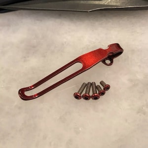 Translucent Red Titanium Deep Pocket Clip & Screws Set For Kershaw Launch 1