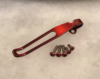 Translucent Red Titanium Deep Pocket Clip & Screws Set For Kershaw Launch 1