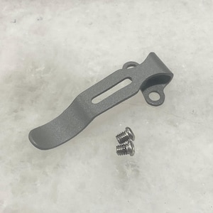 Flat Gray Steel Deep Pocket Clip For Kershaw CRYO 1555, CRYO 2 1556 & Thermite Knife