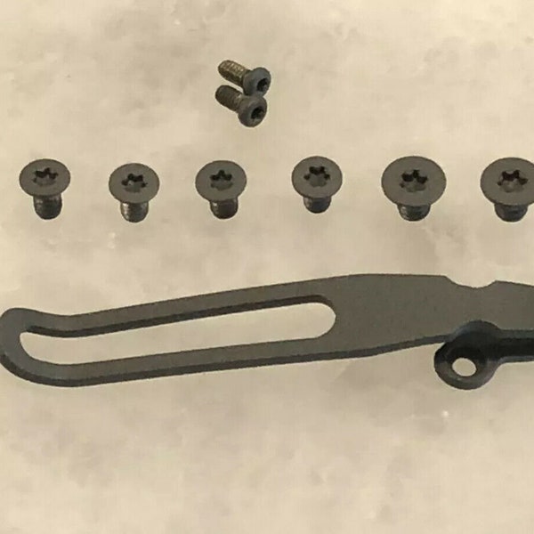 Charcoal Gray Titanium Deep Pocket Clip & Screws Set For Spyderco Paramilitary 2